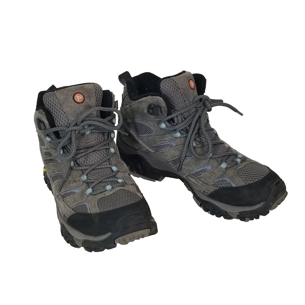 Merrell Hiking Shoes Women 8.5 Gray Moab 2 Mid WP Waterproof Granite J06054W